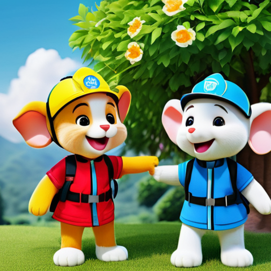 베이비버스 인기 에피소드 톱10 - **Prompt:** An animated scene featuring BabyBus characters Kiki and Miumiu, both wearing full, brigh...